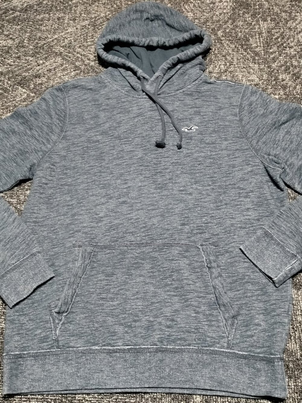 Hollister Heather Blue Logo Men's Large Fleece Pocket Hoodie Sweatshirt Jacket